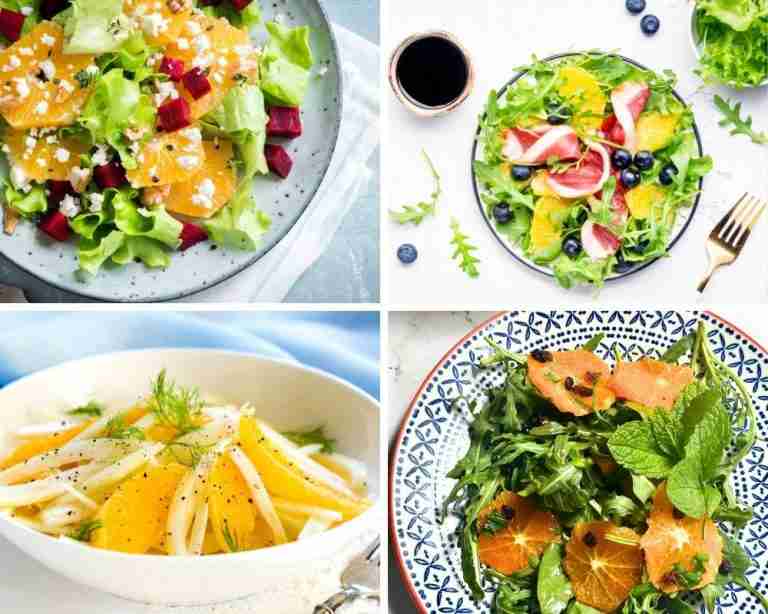 collage or orange salads made with citrus slices