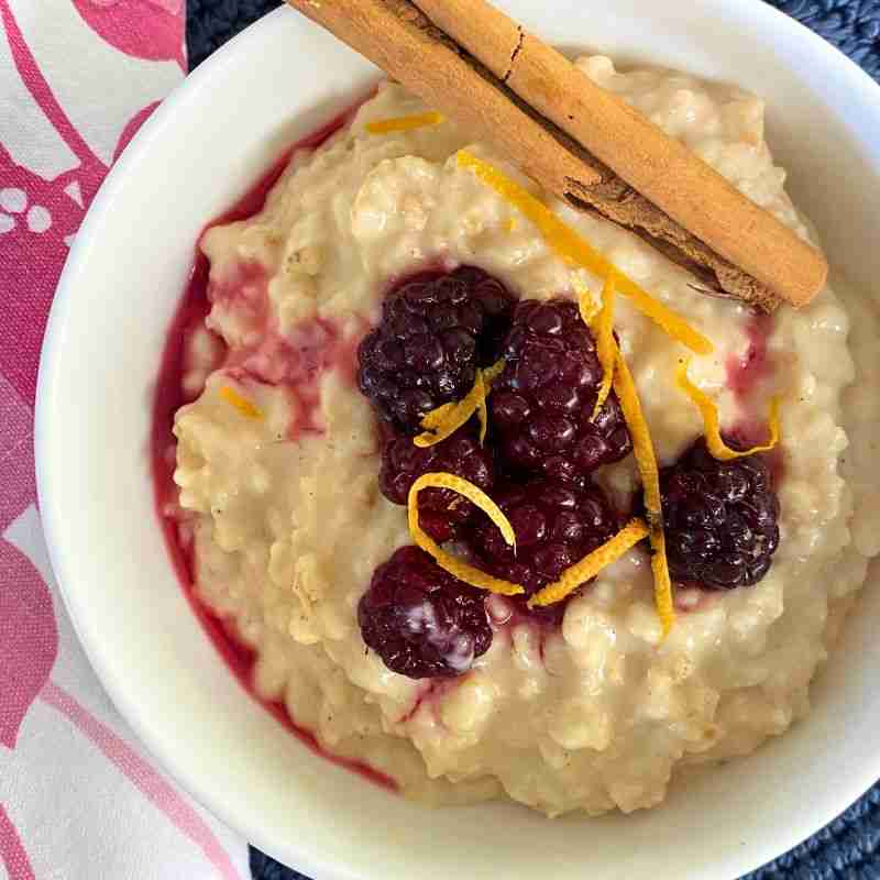 orange and cinnamon oats with loganberries