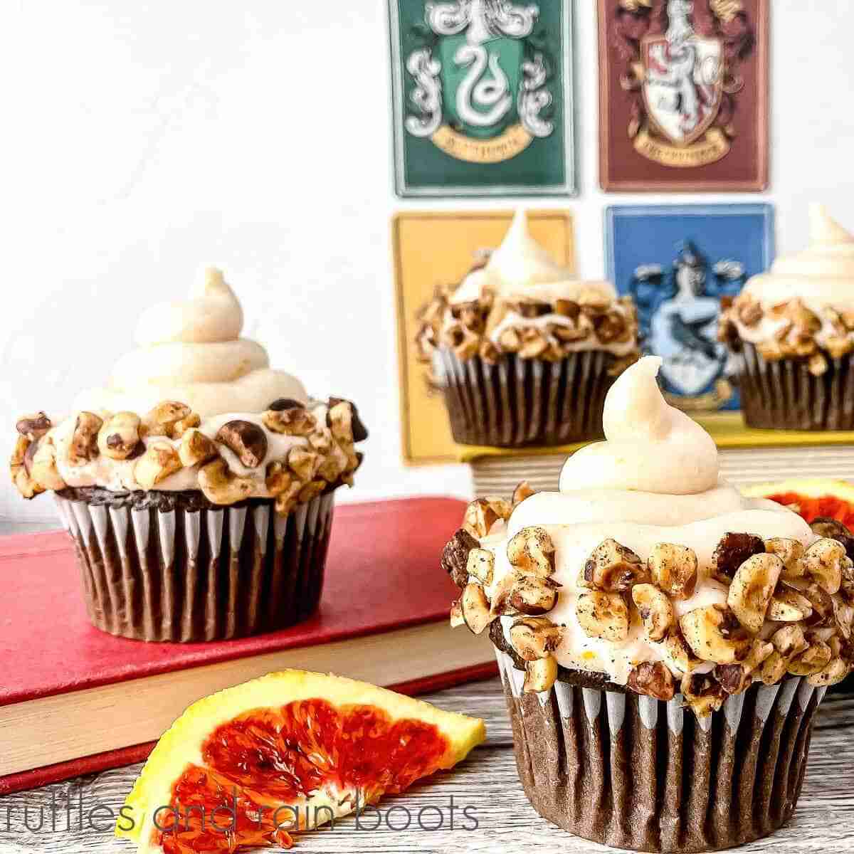 Blood orange hazelnut cupcakes