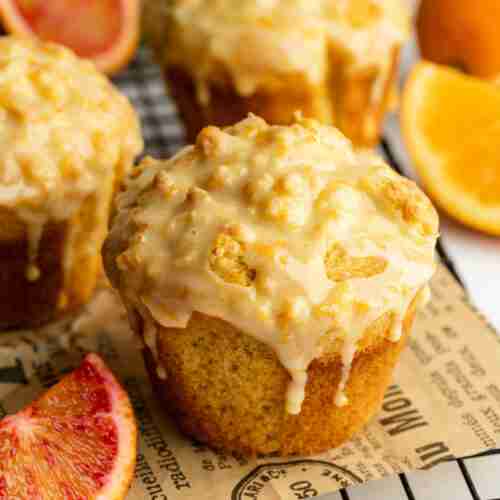 vegan orange muffins with fresh blood orange slices